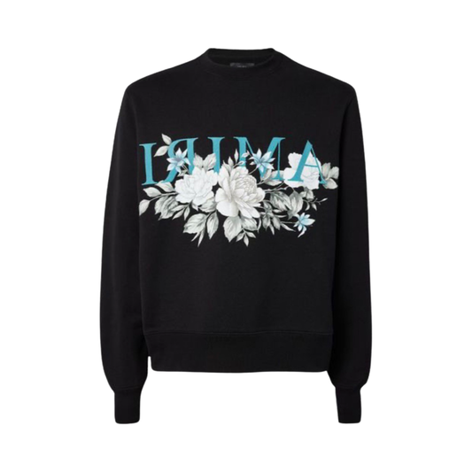 Amiri Black Floral Logo Crewneck